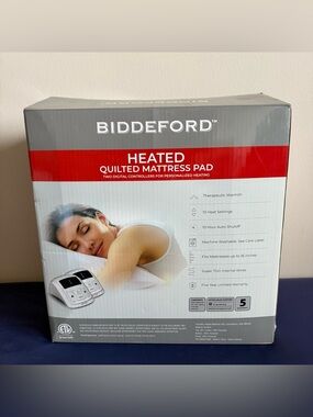 NIB Biddeford Heated Quilted Mattress Pad w Two Digital Controllers Queen Q
